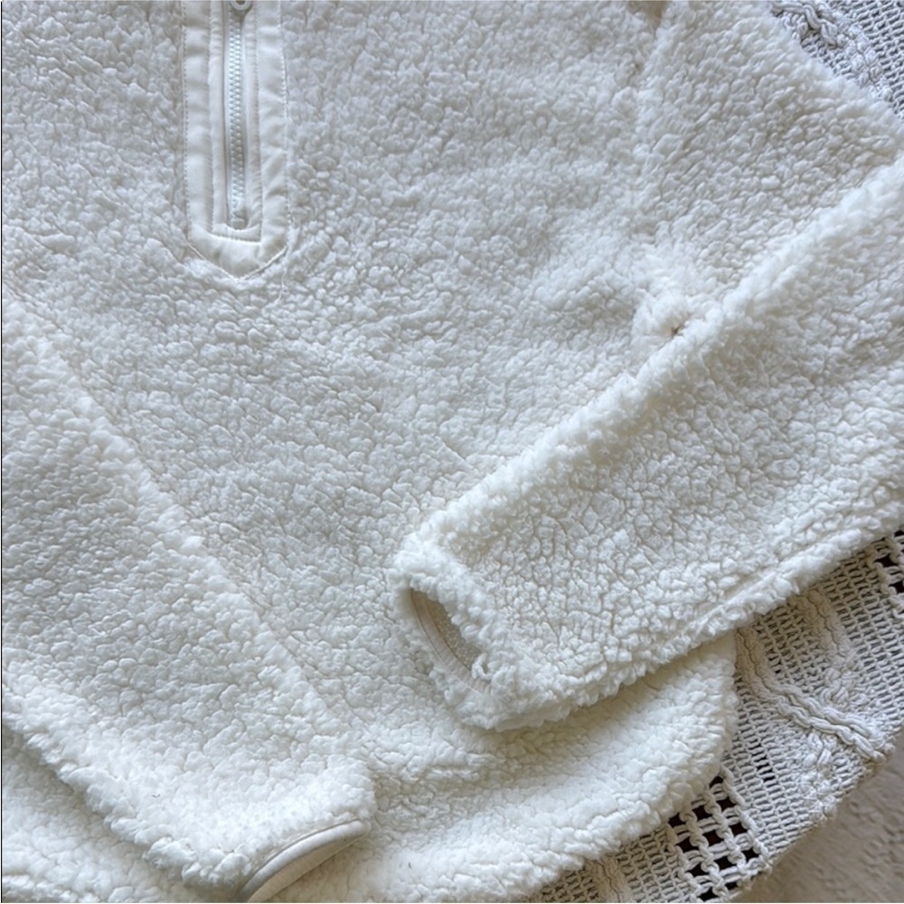 Wallflower Cozy White Sherpa Half-Zip Sweater - Picture 5 of 10